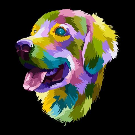 Bunte hund pop art porträt isoliert dekoration Premium Vektor