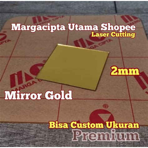 Jual Acrylic Mirror Gold 2mm 20x75cm Akrilik Laser Cutting 75x20cm