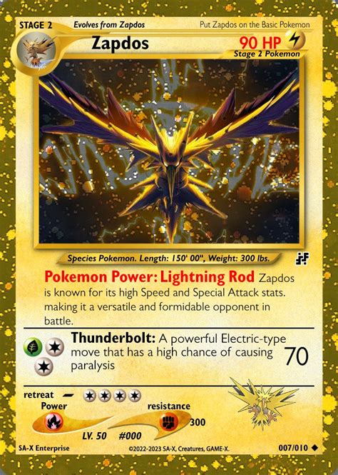 Pokemon Zapdos Holo Pokémon Card Custom No Shining Goldstar - Etsy