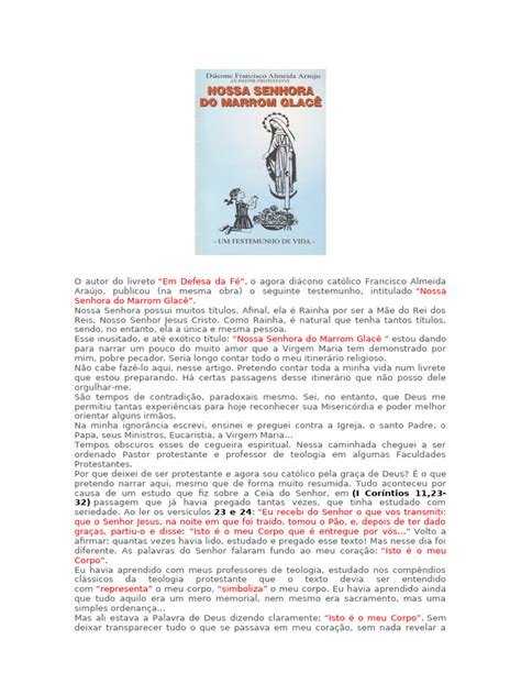 Nossa Senhora Do Marrom Glace - Nossa Senhora do Marrom Glacê | PDF | Eucaristia | Maria, mãe de Jesus