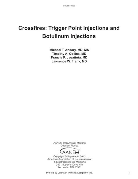 PDF Crossfires Trigger Point Injections And Botulinum AANEM Annual