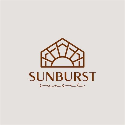 Sunset sun monoline logo template símbolo premium criativo universal