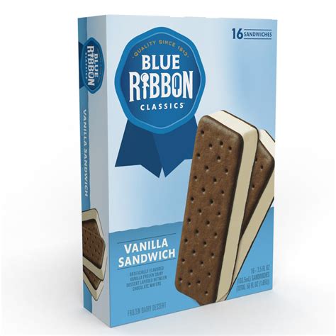 Blue Ribbon Classic Vanilla Sandwich Ice Cream 16 Units 99 G 35 Oz