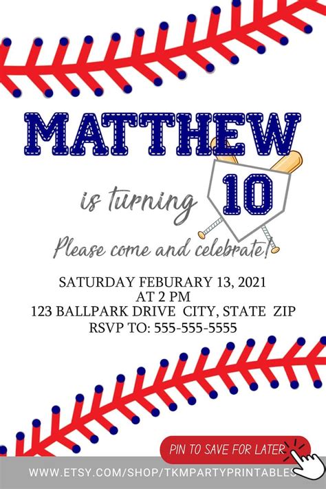 Baseball Invitation, Kids Baseball Birthday Invitation, First Birthday ...