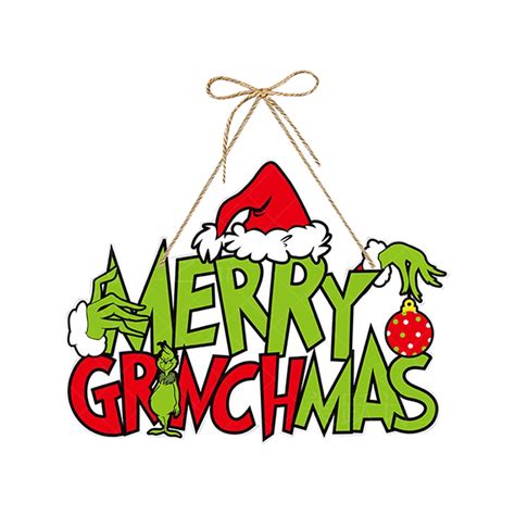 Christmas Grinch Door Signs Hanging Christmas Wood Signs Xmas Holiday