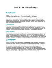 Ap Psychology Study Guide For Unit Docx Unit Social Psychology