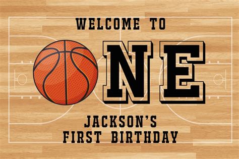 Basketball First Birthday Custom Backdrop Printable Rookie Of The Year