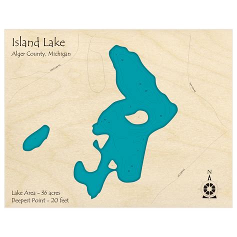 Island Lake 3D Custom Wood Map – Lake Art LLC