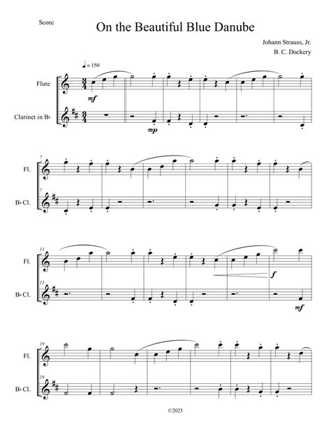 The Blue Danube Flute And Clarinet Duet Arr B C Dockery By