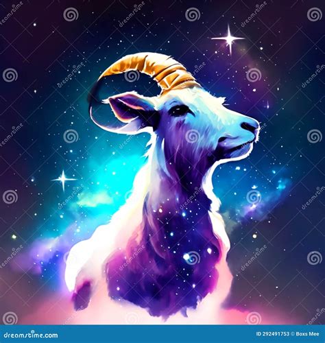 Zodiac Sign Goat. Vector Illustration of a Goat in the Night Sky Stock ...