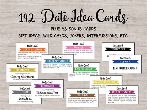 192 Date Night Idea Cards Instant Download Printable Fun Romantic Love Coupon Book Date Box