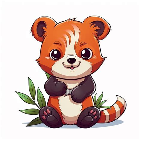 Premium Photo Cute Red Panda Holding Bamboo Cartoon Vector Icon