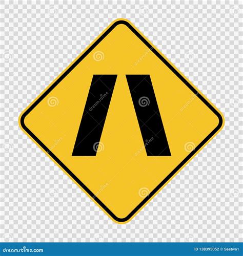 Symbol Approaching Narrow Bridge Sign On Transparent Background Stock ...