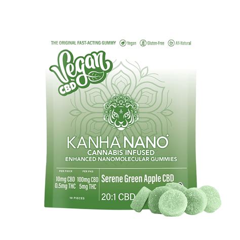 20 1 Serene Green Apple [10pk] 100mg Cbd 5mg Thc Kanha Fast Acting Vegan Gummies Jane