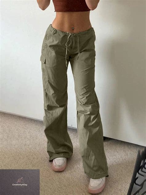 Y2k Cargo Pants Green Tie Up Trousers Womens Low Waist Etsy In 2022