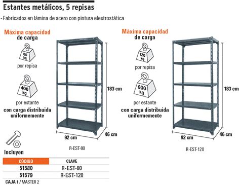 51580 R EST 80 TRUPER Estante metálico 5 repisas cap 80 kg 180 x 46