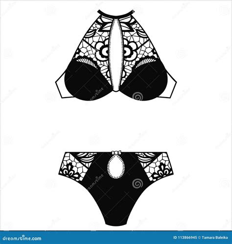 Hand Drawn Lingerie Panty And Bra Set Stock Vector Illustration Of