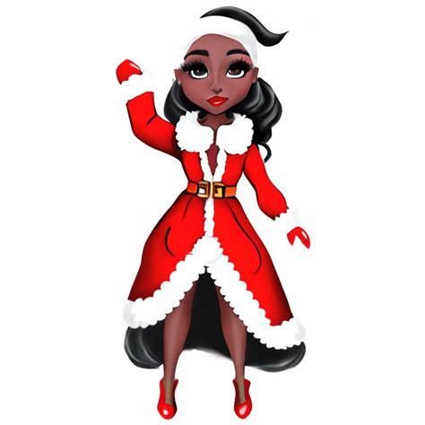 Happy Black Female Santa Claus Creative Fabrica