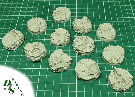 32mm Round Resin Scenic Infantry Bases Urbanrubble 1 Wargames 40k Ebay