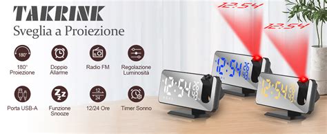 TAKRINK Radio Sveglia Con Proiettore Radio Digitale Con Doppio Allarme