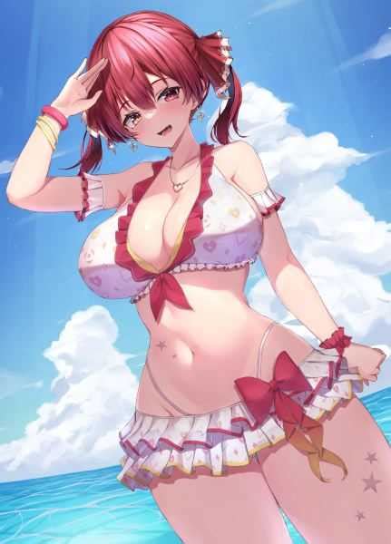 Houshou Marine Beach Outfit Hololive Genshin Impact Hentai