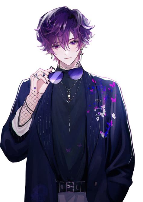 山蓝Yama Aoi on Twitter Anime purple hair Handsome anime guys Cool