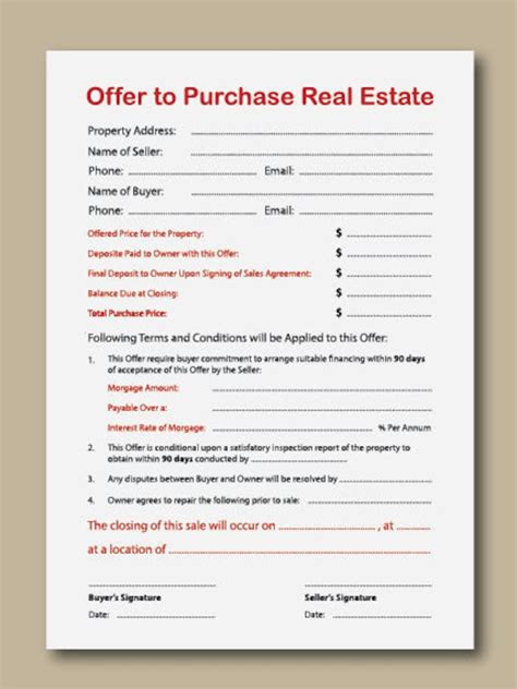 Offer To Purchase Real Estate Form PDF Real Estate Offer To Purchase