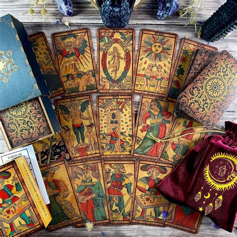 Tarot Deck De Marseille Vintage Tarot Cards Gift Set With Etsy