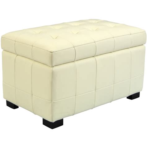 Safavieh Small Manhattan Casual Off White Faux Leather Storage Ottoman