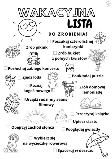 Wakacyjna Lista Do Zrobienia Dla Dzieci Skafanka