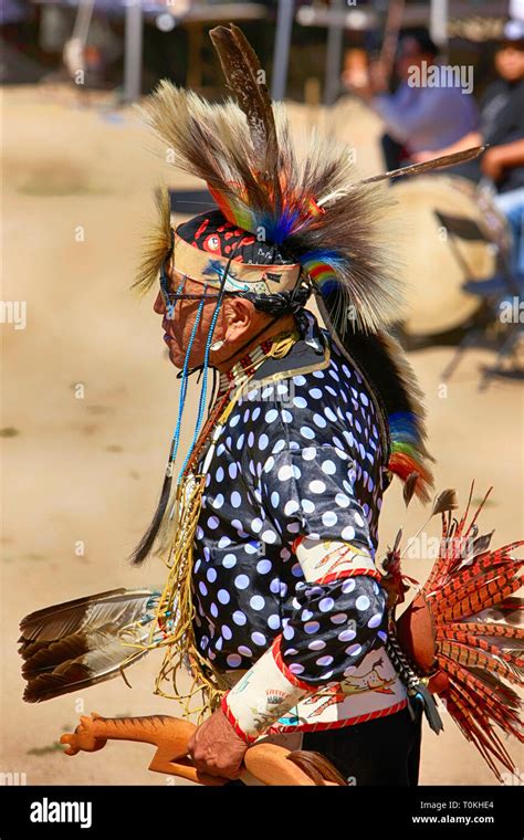 Male Native America Warriors In Ceremonial Costumes At The Wak Pow Wow