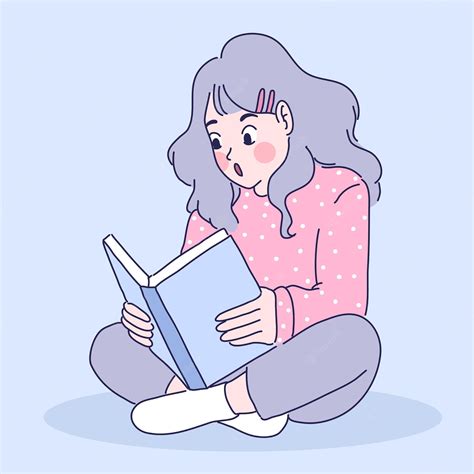 Premium Vector Girl Reading Book Illustration