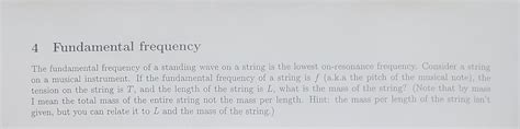 Solved 4 Fundamental frequency The fundamental frequency of | Chegg.com