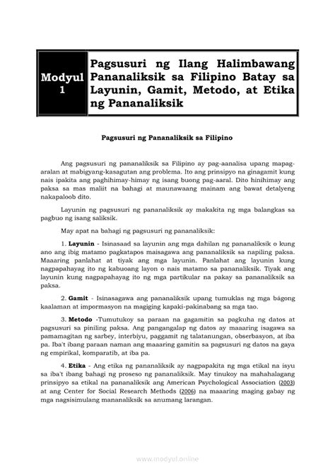 Pagsusuri NG Pananaliksik Sa Filipino 4th Quarter PDF 60 OFF