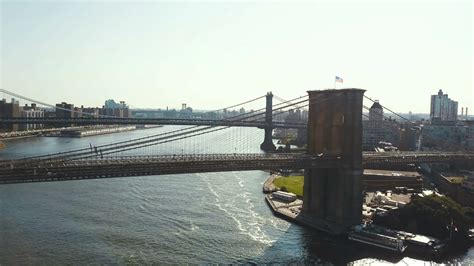 Aerial view of the New York, America. Drone flying over the Brooklyn ...