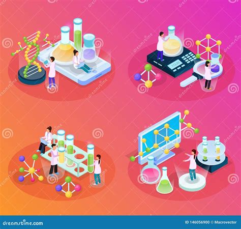 Scientific Tests Isometric Set Stock Vector Illustration Of Expertise