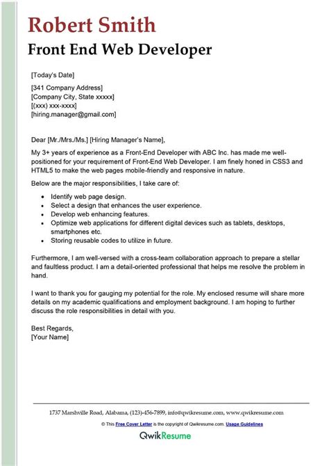 Big Data Developer Cover Letter Examples Qwikresume