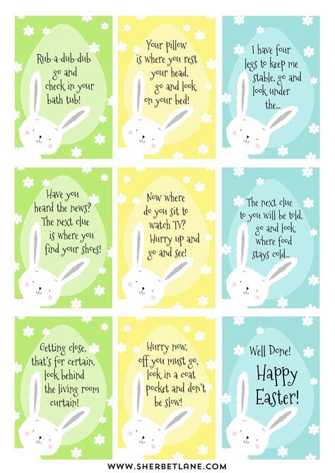 Free Printable Indoor Easter Egg Hunt Clues