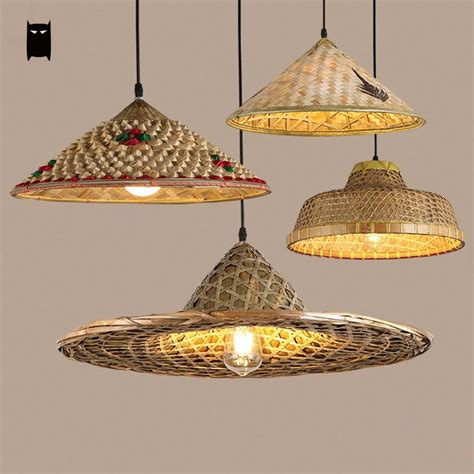 Fun Bamboo Rattan Pendant Light Lobelia Cascade Mixed