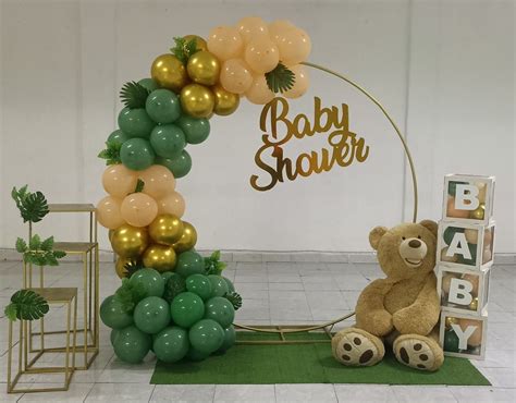 Decoraci N Para Baby Tonos En Color Verde Dorado Beige Oso Cubos Con