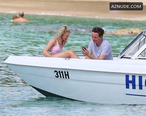 Georgia Toffolo Sexy In A Pink Bikini On The Beach In Barbados AZNude