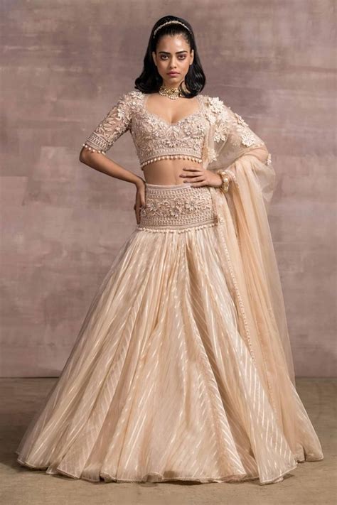 Tarun Tahiliani Kalidar Lehenga Set Gold Silk Organza Brocade V