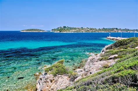 Premium Photo | Beautiful beach and rocky coastline landscape in greece