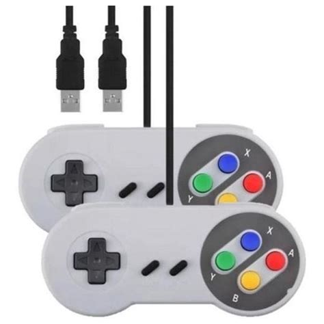 Kit 2Controle Joystick Usb Pc Modelo Super Nintendo Submarino