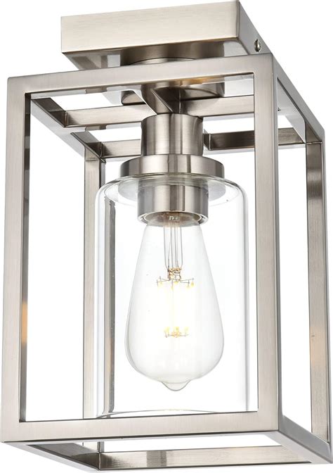 MELUCEE Semi Flush Mount Ceiling Light Brushed Nickel Finish 1 Light