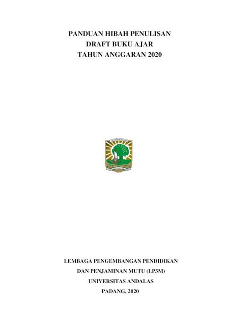 Pdf Panduan Hibah Penulisan Draft Buku Ajar Tahun