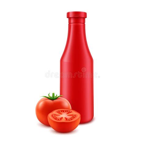 Vector La Botella De Salsa De Tomate Roja Pl Stica En Blanco De Tomate