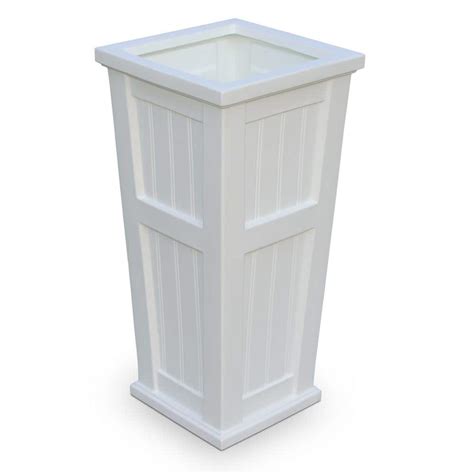 Mayne Cape Cod 32 In Tall Self Watering White Polyethylene Planter