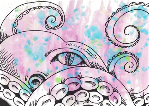 Watercolor Drawing Octopus Hee Tako Print Etsy