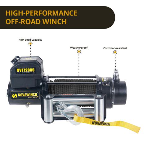 Novawinch 12000LBS 12V Electric Winch Synthetic Rope Off Road 4x4 ...